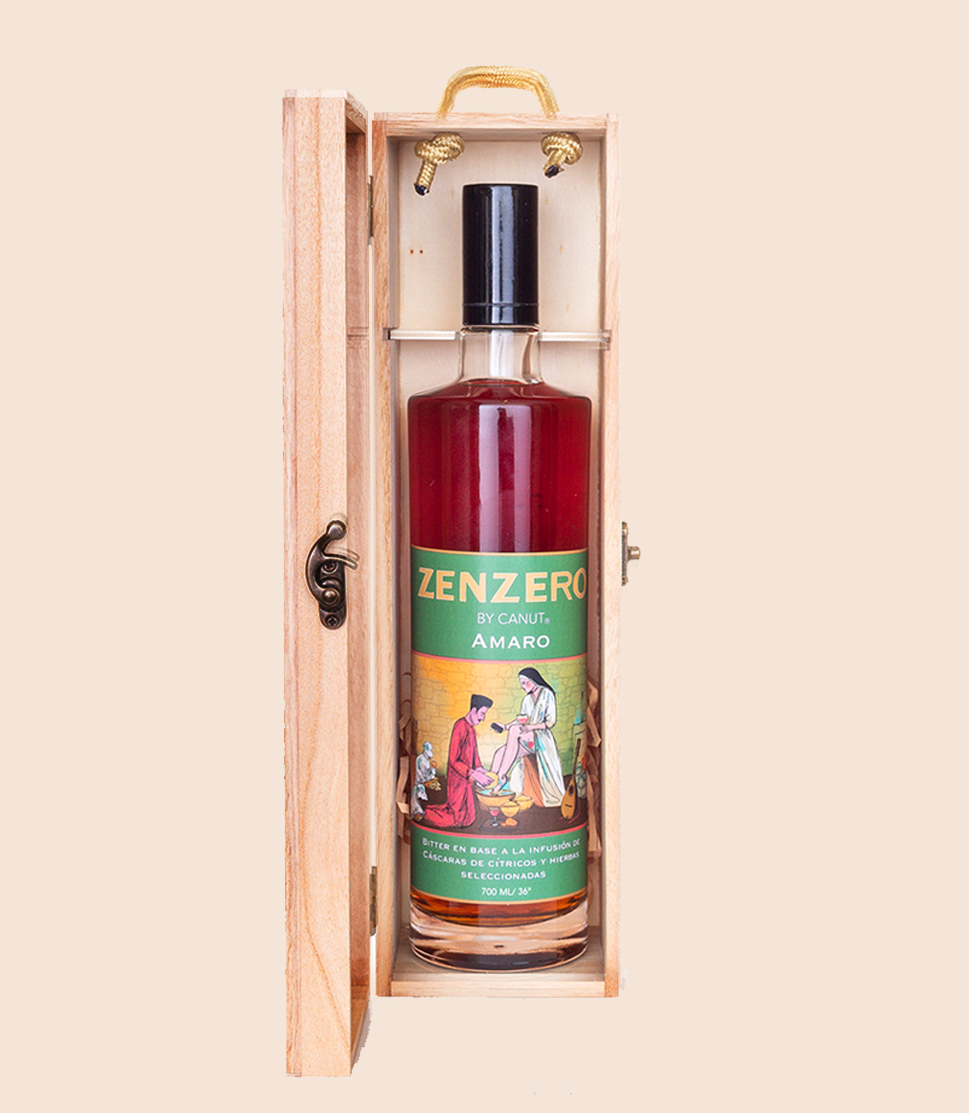 zenzero aperitivo mas caja de madera